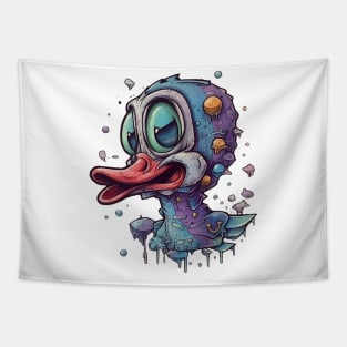 Trippy cartoon duck Tapestry