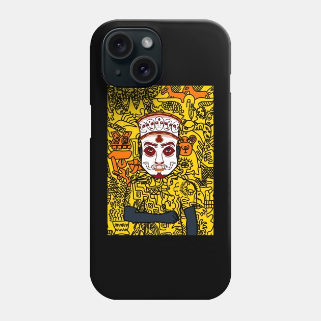 Immerse in the Artistry of Modigliani - A MaleMask NFT with IndianEye Color and Doodle Background Phone Case by Hashed Art