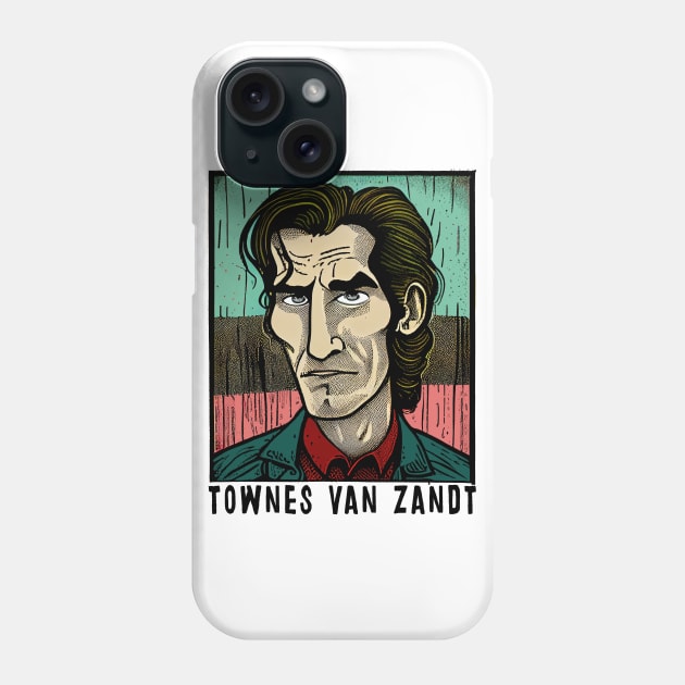 Townes Van Zandt •• Retro Illustration Phone Case by unknown_pleasures