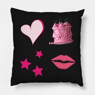 Neon Pink Aesthetic Sticker Pack Pillow