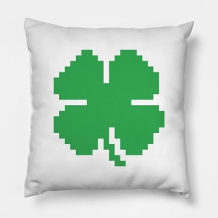 8 Bit Luck Pixel Four Leaf Clover Pillow