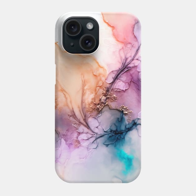 Blooming Hues - Abstract Alcohol Ink Resin Art Phone Case by inkvestor