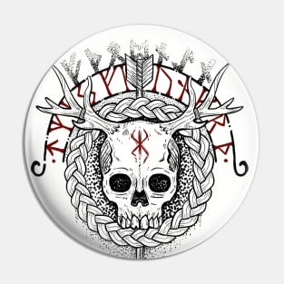 Viking skull with runes Pin