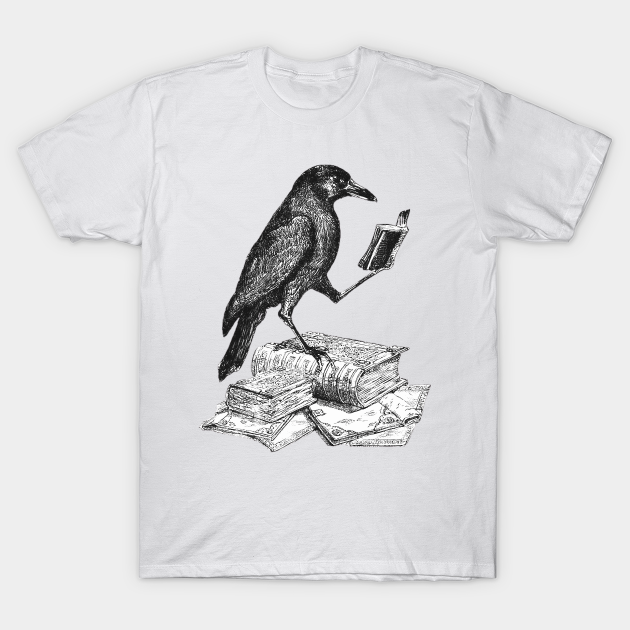 Crow with Book - Crow - T-Shirt