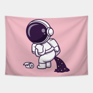 Cute Astronaut Pooping Space Cartoon Tapestry