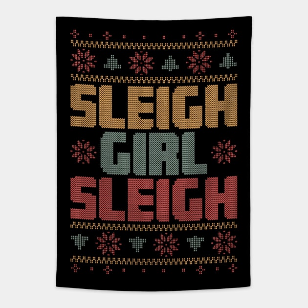 Sleigh Girl Sleigh Tapestry by MZeeDesigns