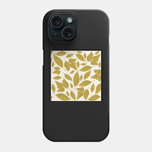 White Cream and Mustard Leaves Pattern Phone Case