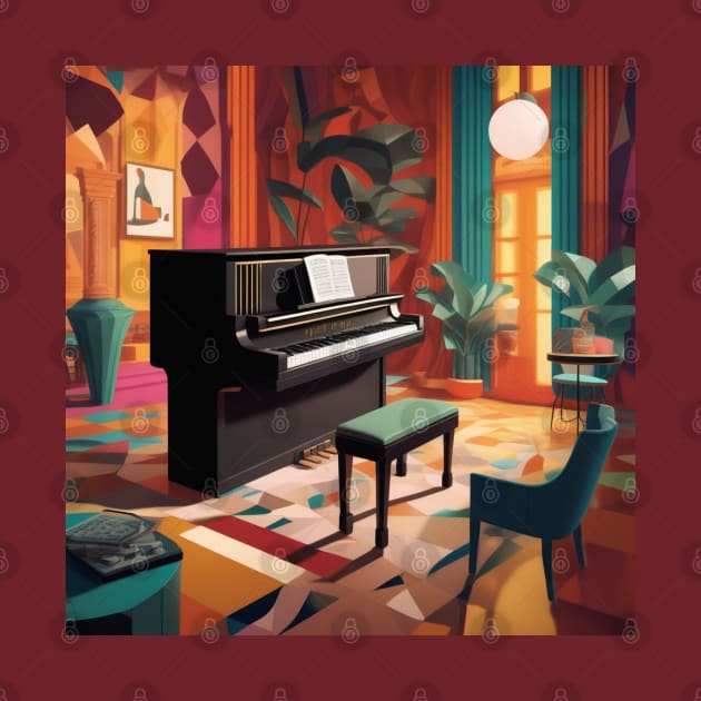 Piano In A Colorful Art Deco Styled Room by Musical Art By Andrew