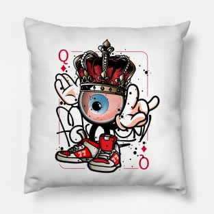 Playing Card Queen Monster Graffiti Street Art Pillow