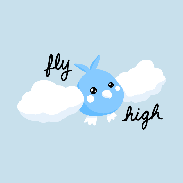 Kawaii Bird Flying Type Video Game Art by Sweetums Art Shop