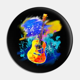 Hand Painted Music Guitar Pin