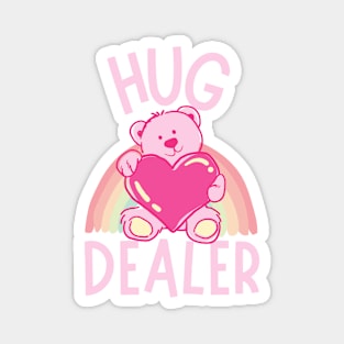 Free Hug Dealer Cute Lovely Pink Bear Rainbow Funny Memes Magnet