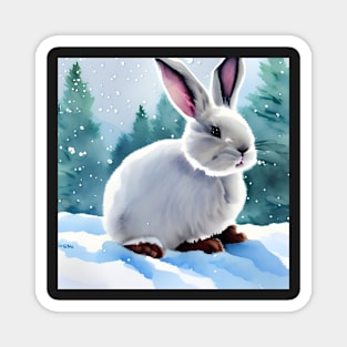 Rabbits in the snow Magnet