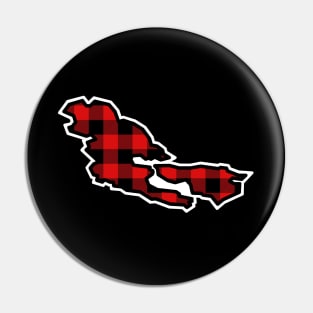 Pender Island Silhouette in Black and Red Plaid - Simple Pattern - Pender Island Pin