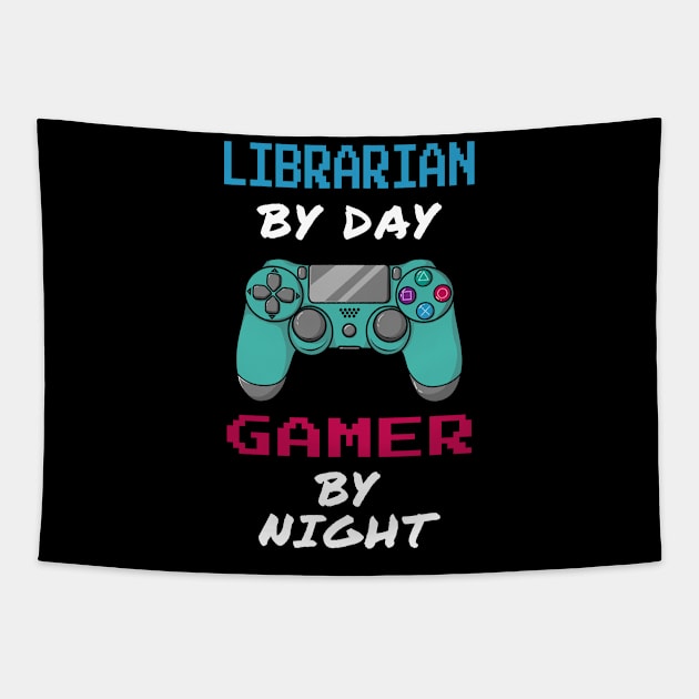 Librarian By Day Gamer By Night Tapestry by jeric020290