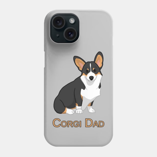 Cute Black Tricolor Pembroke Corgi Dog Dad Phone Case by csforest