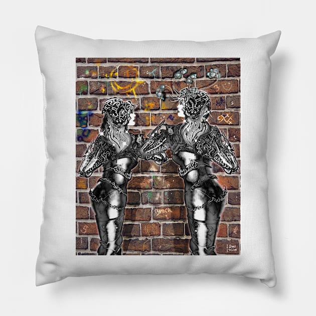 Graffiti Hearts [Digital Figure Illustration] Pillow by grantwilson