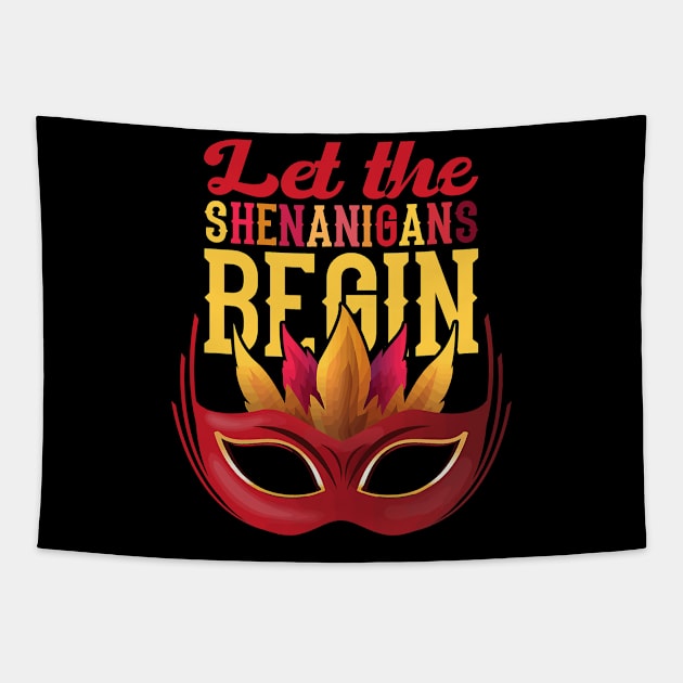 Mardi Gras 2021 Let the Shenanigans Begin Face Mask Gift Tapestry by ruffianlouse