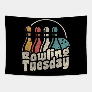 Bowling Tuesday Vintage and Distressed Retro Colors Tapestry