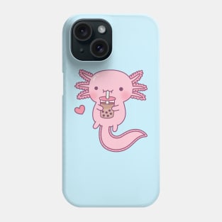 Cute Axolotl Loves Boba Tea Phone Case