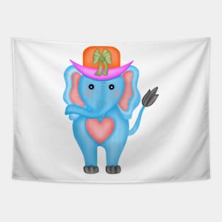 Cute blue elephant wearing hat. Tapestry