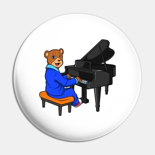 Cartoon bear plays the piano Pin