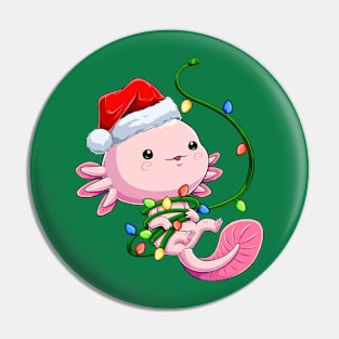 Santa Axolotl Tangled in Festive Cheer Pin