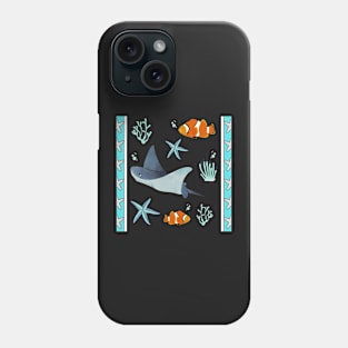 PACIFIC BLUE PATTERN STARFISH ORANGE CLOWNFISH BEACH HOUSE PRINTS DECOR IDEAS AND MORE STINGRAY STARFISH Phone Case