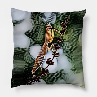 Praying Mantis Art Pillow