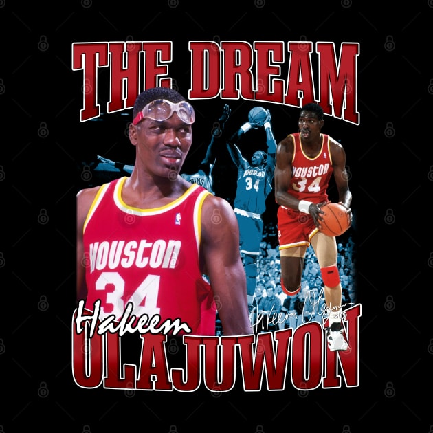 Hakeem Olajuwon The Dream Basketball Legend Signature Vintage Retro 80s 90s Bootleg Rap Style by CarDE