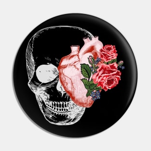 Beautiful Halloween skull, heart, roses image. Pin