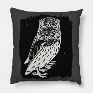 Two Hoot Owls On A Moonless Night Pillow