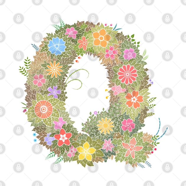 "Q" Floral Letter Monogram by birthflower