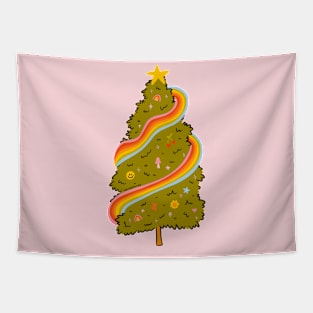 Rainbow Christmas Tree Tapestry