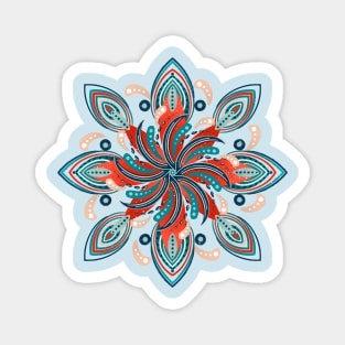 Red and blue surfer mandala Magnet