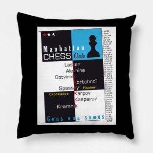 Manhattan New York Chess Club USA Travel Vintage Poster Pillow