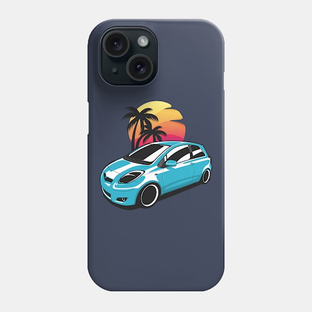 Blue Yaris MK2 Sunset Palms Phone Case by KaroCars