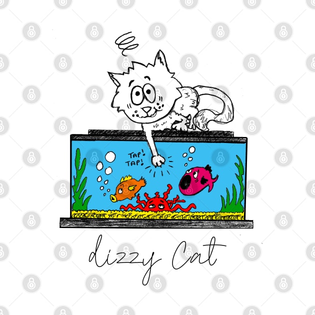 Dizzy Cat playing games with tropical fish by dizzycat-biz