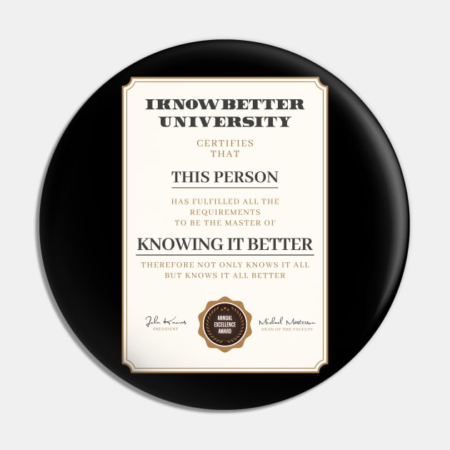 Funny I know it better diploma Pin by Vilmos Varga