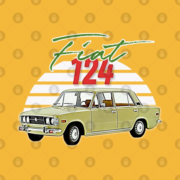 Fiat 124 / Retro Italian Car Lover Gift Design by DankFutura