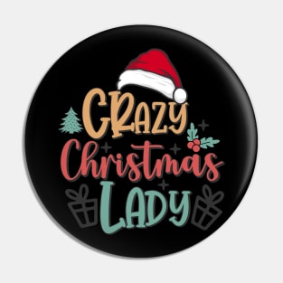 Crazy Christmas Lady Retro Pin