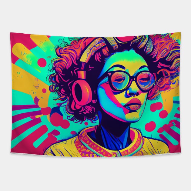 psychedelic girl Tapestry by CRAZYMAN