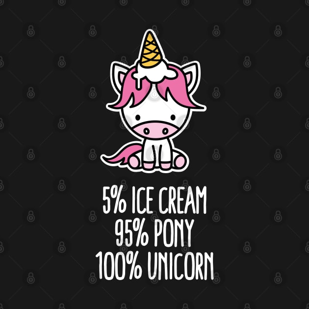 5% ice cream 95% pony 100% unicorn pun funny girl by LaundryFactory