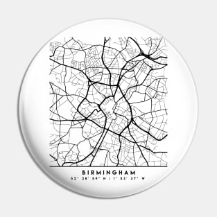 BIRMINGHAM ENGLAND BLACK CITY STREET MAP ART Pin