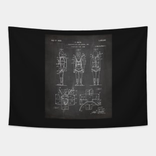 Parachute Pack Patent - Sky Diving Art - Black Chalkboard Tapestry