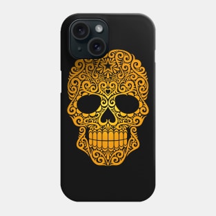 Yellow Swirling Sugar Skull Phone Case