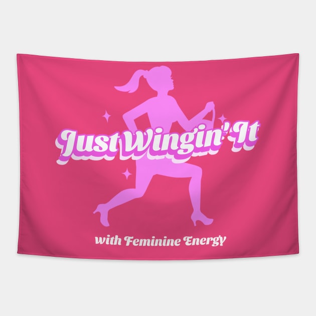 Just Wingin' It with Feminine Energy Divine Feminine Energy Tapestry by Wo:oM Atelier