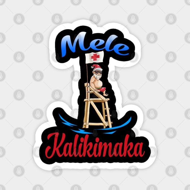 Mele Kalikimaka Christmas Santa Shaka Hawaii Magnet by intelus