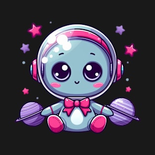 Cute Alien With stars planet T-Shirt