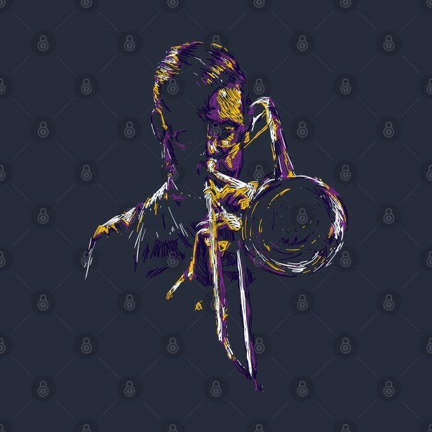 abstract jazz trumpet player colorful by Mako Design 